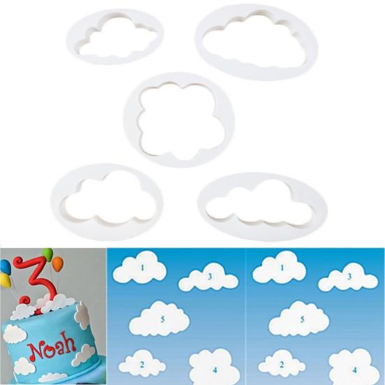 

5Pcs Cloud Shape Plunger Cutter Fondant Mold Sugarcraf-t Cake Decorating Tools