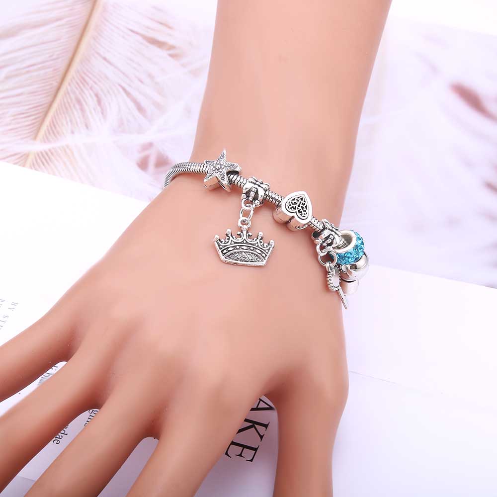 Bangles Jewelry White Butterfly Crown Beads Bracelets Brands Bracelets Fit Women Girl Gift