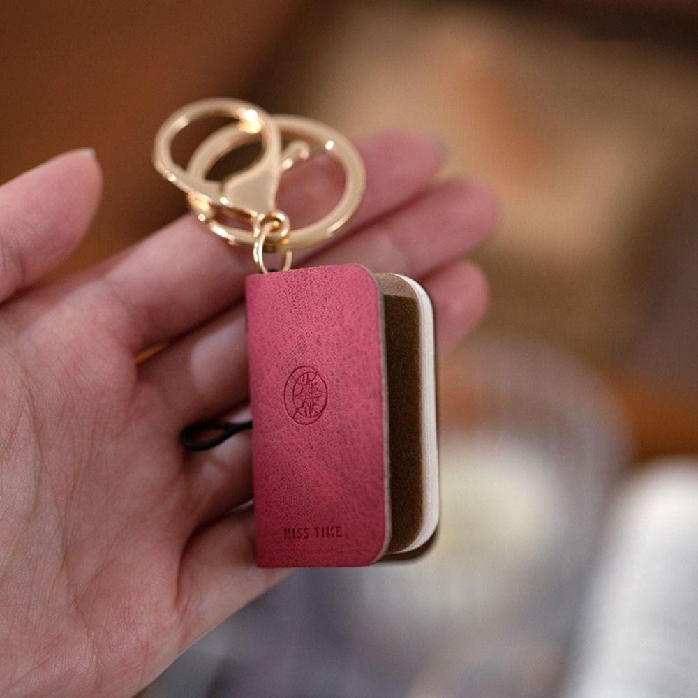 Retro Tiny Leather Notebook Charm Decorative Mini Pocket Notepad Keyring Backpack Decoration