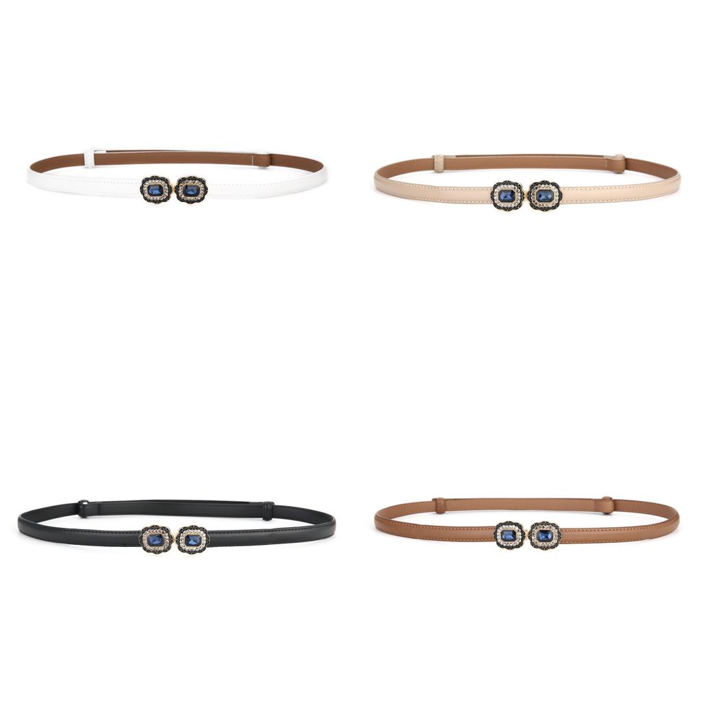 Womens Leather Belt With Square Alloy Buckle For Elegant Casual Wear