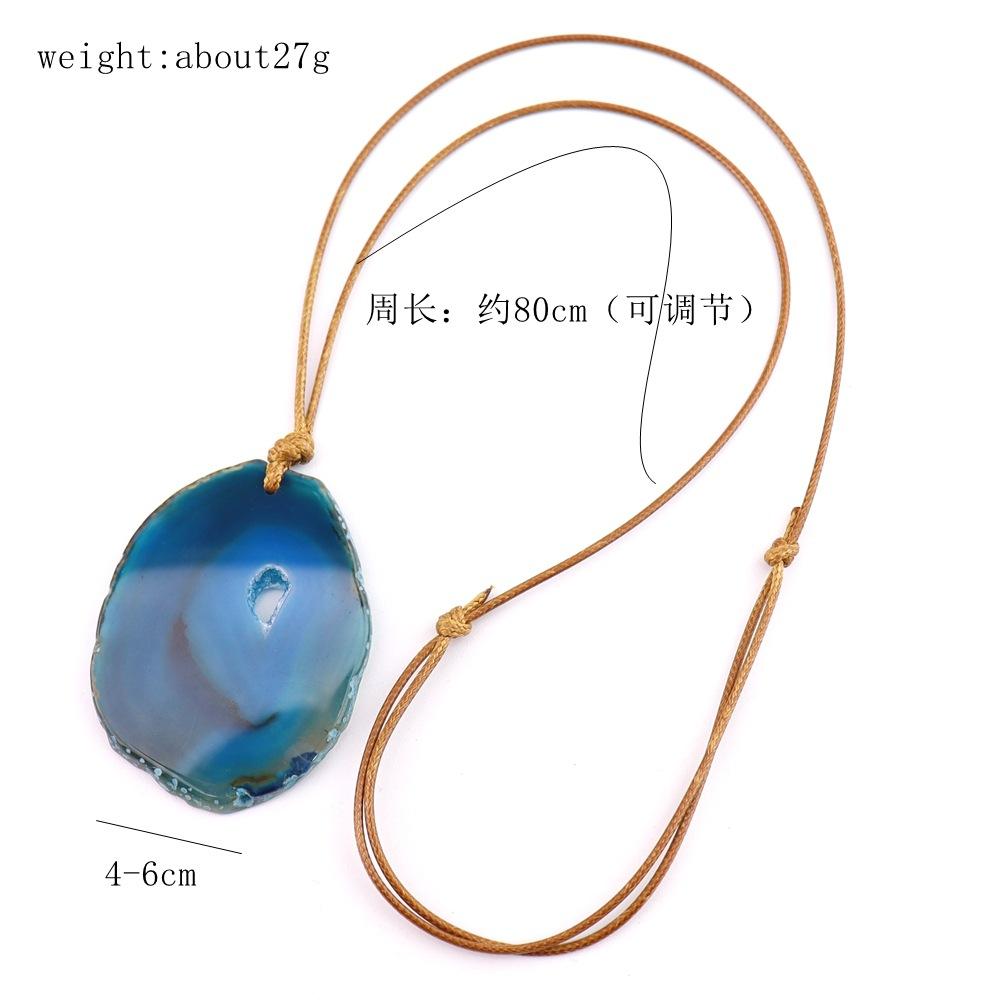 Natural Agate Sheet Rough Stone Pendant Irregular Agate Rough Stone Necklace Pendant Colored Natural Stone Sweater Chain