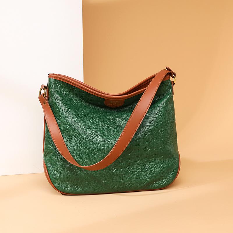 Leather Women'S Autumn Cowhide Fashionable And Simple Women'S Bags Shoulder Crossbody Large Capacity Bucket Bag