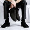 Korean style mens casual chelsea boots black brown cow suede leather shoes cowboy ankle boot spring autumn short botas zapatos