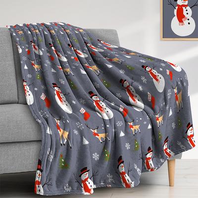 Snowflake Christmas Soft Film Plush Sofa Bed Throwing Cartoon Blankets Modern Flannel Blanket Cover Gedruckt Bettdecke New Year