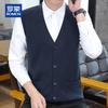 ROMON Men's 100% Merino Wool V-Neck Cardigan Vest