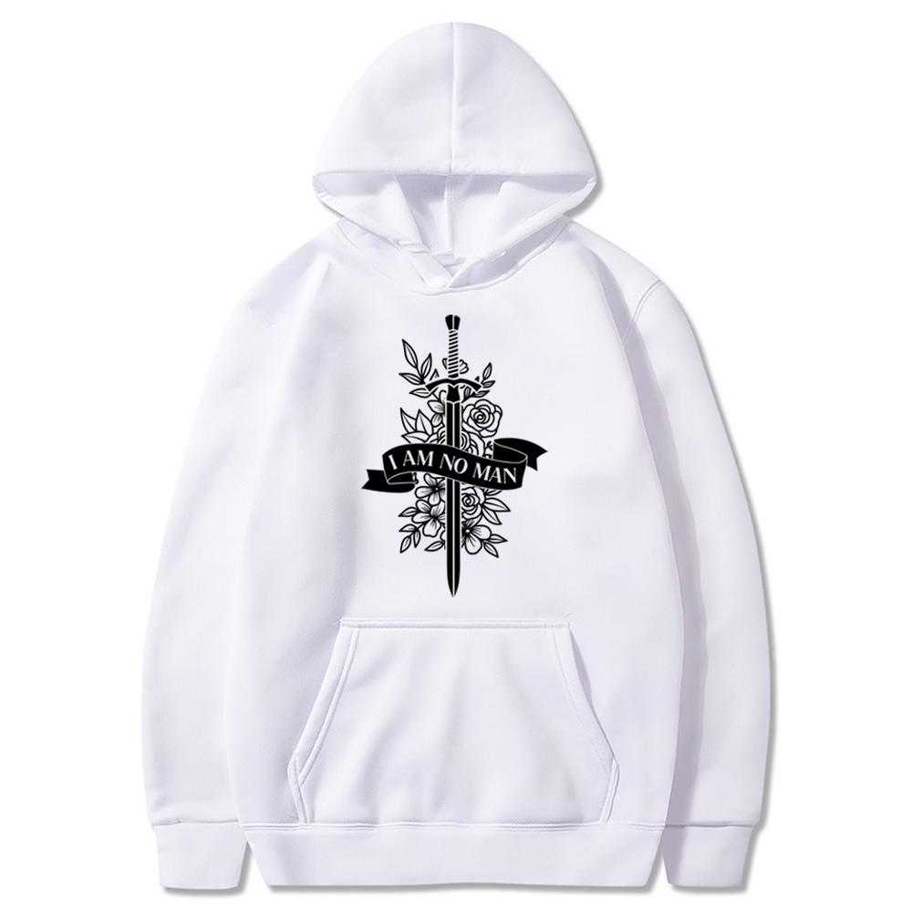 Retro I Am No Man Hoodie The Shire Shirt Middle Earth LOTR Hooded Sweatshirt Second Breakfast Dark Academia Book Lover Hoodies