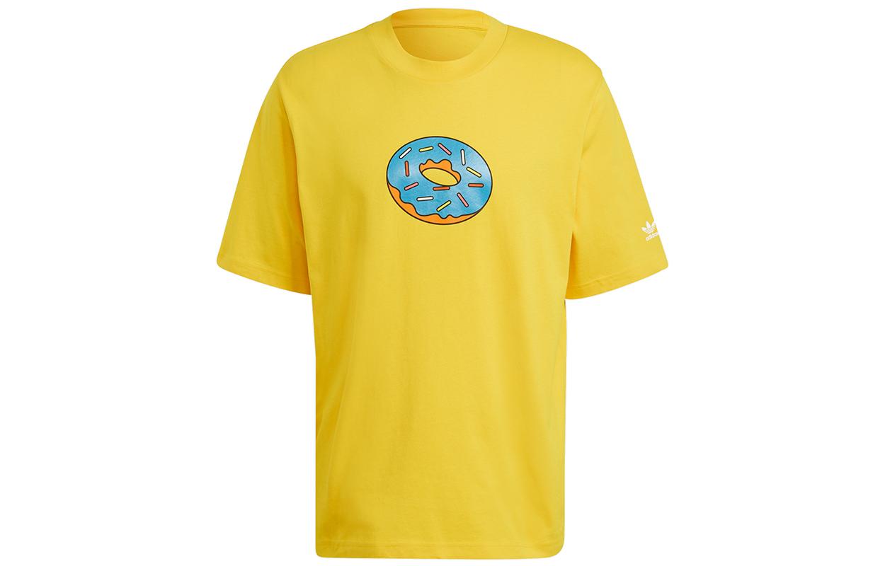 Adidas Originals T Shirts Men s Yellow Crew Neck Moderate Straight Fit HA5818 M