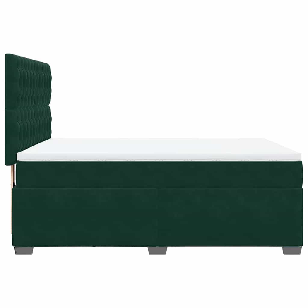 Box Spring Bed with Mattress Dark Green 140 x 200 cm Velvet