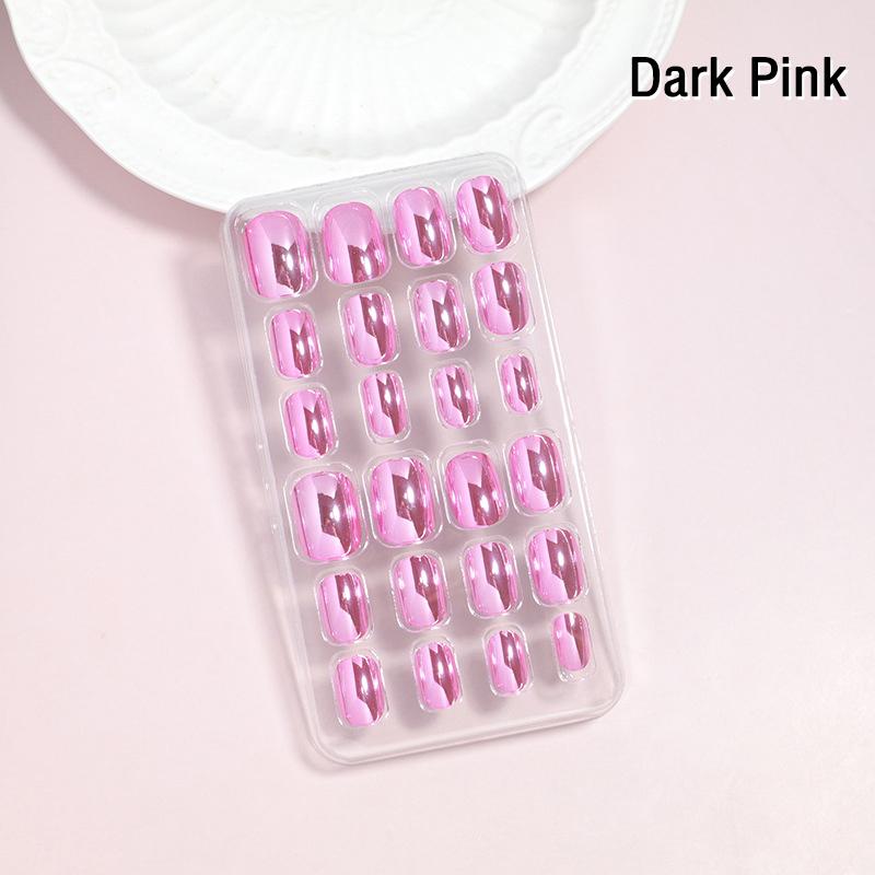 24 Piezas Espejo Cromado Uñas Infantiles Presionar Sobre Metálico Puntas de Uñas Postizas Pre-Pegadas Cortas Ovaladas Cobertura Completa Uñas Postizas Para Niñas Juguetes