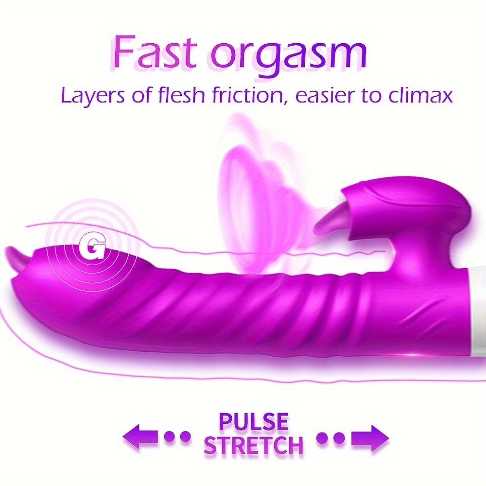 Thrusting G Spot Rabbit Dildo Vibrator, Tongue Licking Rotating Vibrating Women Couples Adult Sex Toys, Female Clitoris Vibrator Wand Stimulator Toy
