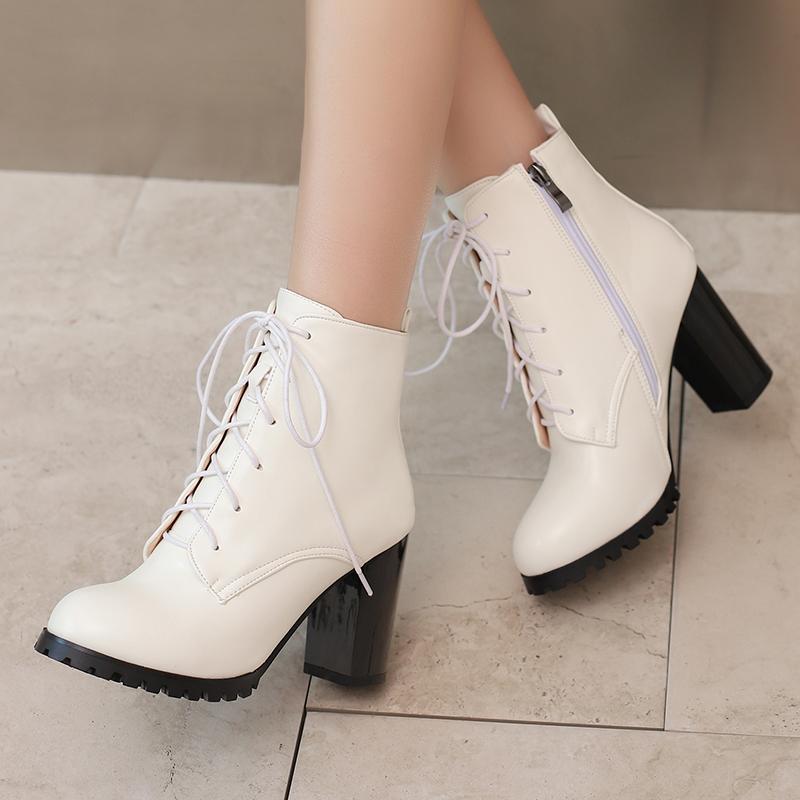 Women's high-heeled short boots autumn and winter new simple and comfortable thick-heeled large-size short boots