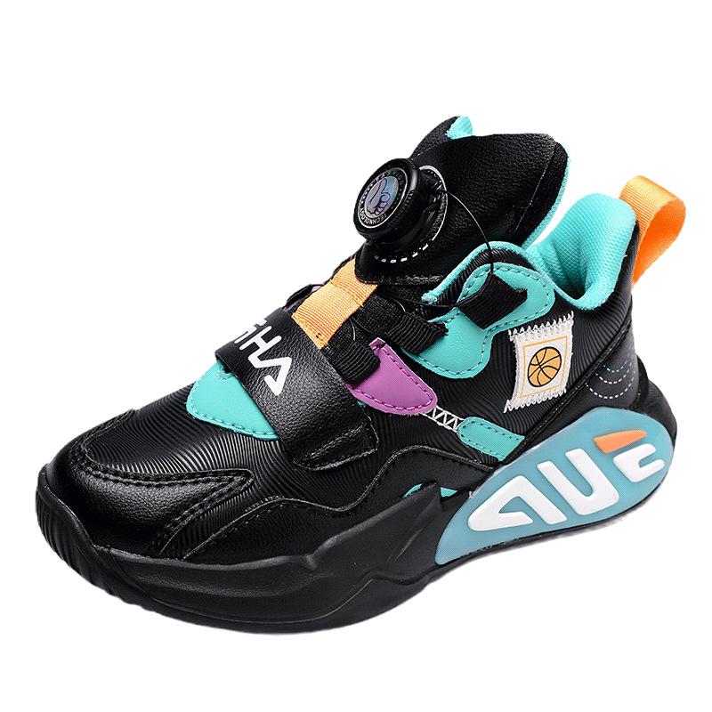 

Children s Shoes Spring Boys Basketball Shoes Rotating Buttons Medium and Large Children s Sports Shoes Mesh Breathable Student Running Shoes 40