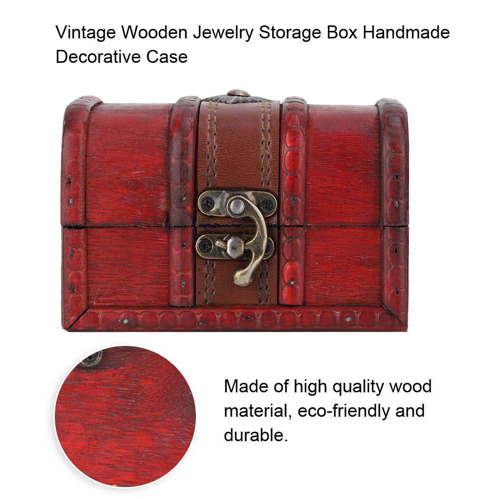Vintage Wooden Jewelry Storage Box Handmade Wooden Decorative Display Case