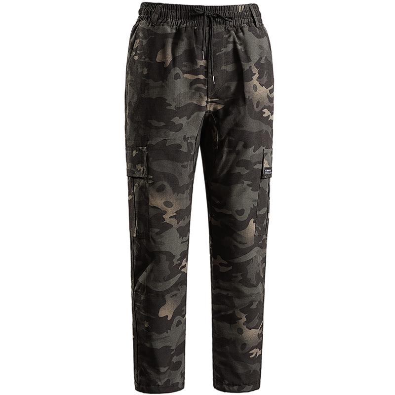 Men's Fleece-Lined Camouflage Pants: Thick Straight-Leg, Versatile, Wear-Resistant, and Loose-Fit Casual Workwear.