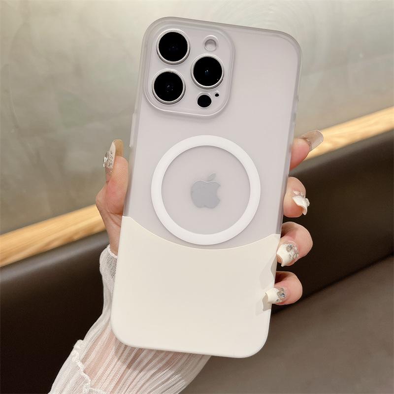 Anwendbar für iPhone16 Spleißkontrastfarbe Zwei-in-eins Matt Magnetische Saug-Handyhülle Apple 15pro Vollständige Schutzhülle