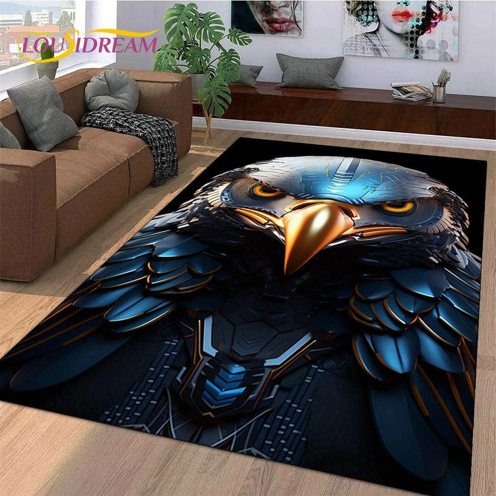 3D Cute Owl Eagle Birds Cartoon Rug Carpet for Living Room Bedroom Decor,floor Mat Non-slip Decoration for Sofa Doormat Gift Kid