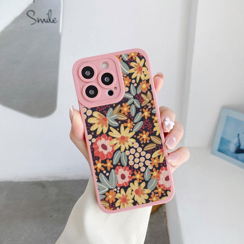 Flower Phone Case For iPhone 11 13 12 14 Pro Max 14 Plus 7 8 Plus SE 2020 XR X XS Full Graph Floral Soft Silicone Cover Fundas