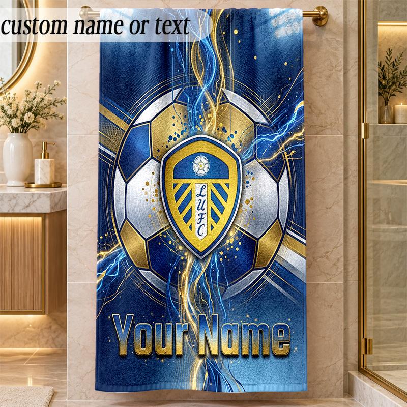Beach TowelLeeds United Custom Name Text Personalized Soft Towel for Beach Pool Indoor Home Decor Gift