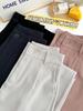 Pantalones Rectos Cropped de Cintura Alta para Mujer Primavera/Verano 2026 con Cintura Elástica Trasera