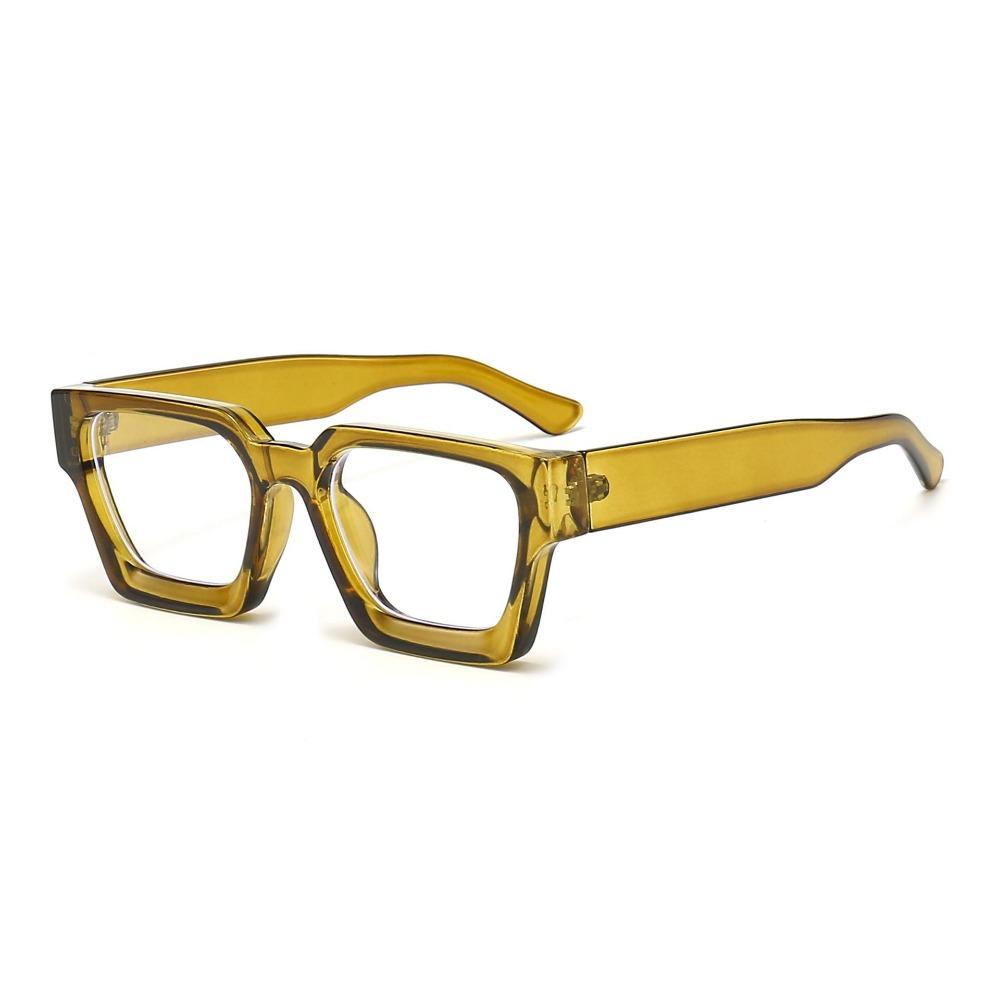Yellow Square Glasses Women Fashion Oversized Clear Lens Eyeglasses Female Vintage Big Frame Computer Goggles Eyewear Spectacle