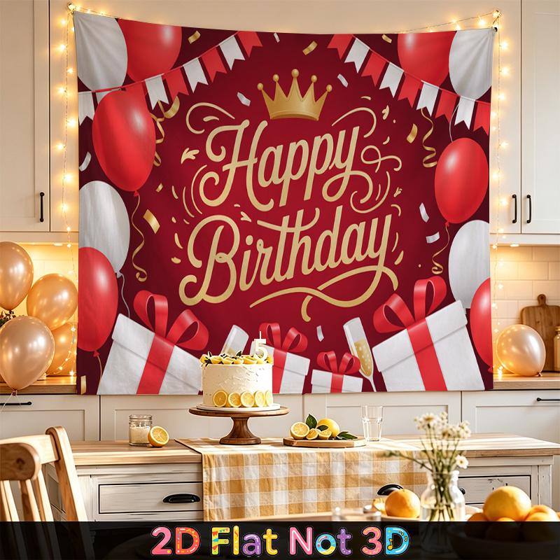 Party Backdrop Happy Birthday Birthday Red Photo Booth Background Front Door Decor
