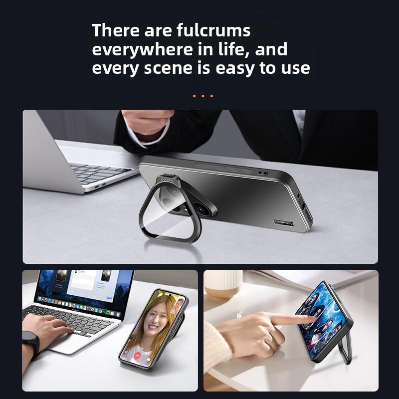 Case For Huawei Pura 90 Pro Max Invisible Camera Stand Holder Lens Protection Film PC Shockproof Cover For Pura 90 90Pro Max