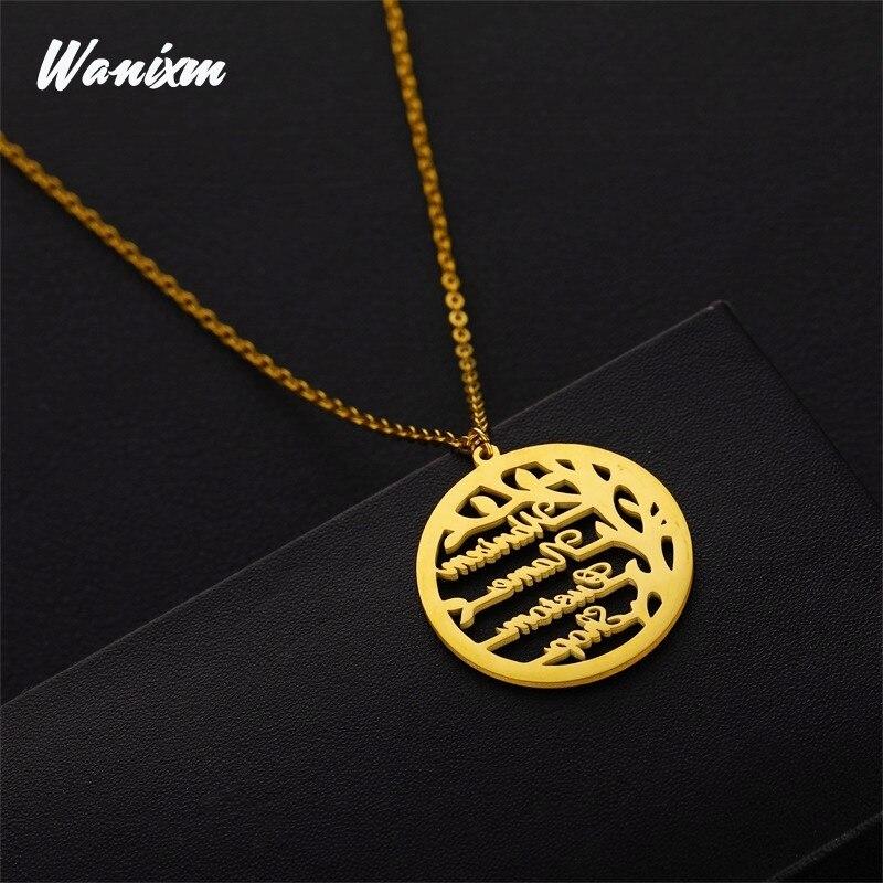 Customized Name Women Necklaces Cubic Zircon Cubic Zircon Tree Of Life Pendant Personalized Gold Color Stainless Steel Nameplate JewelryTrendy Pendant
