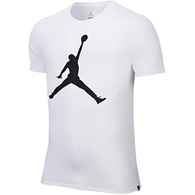 Logo Printed Loose Crew Neck Short Sleeve T-Shirt Men Tops White AQ8034-100