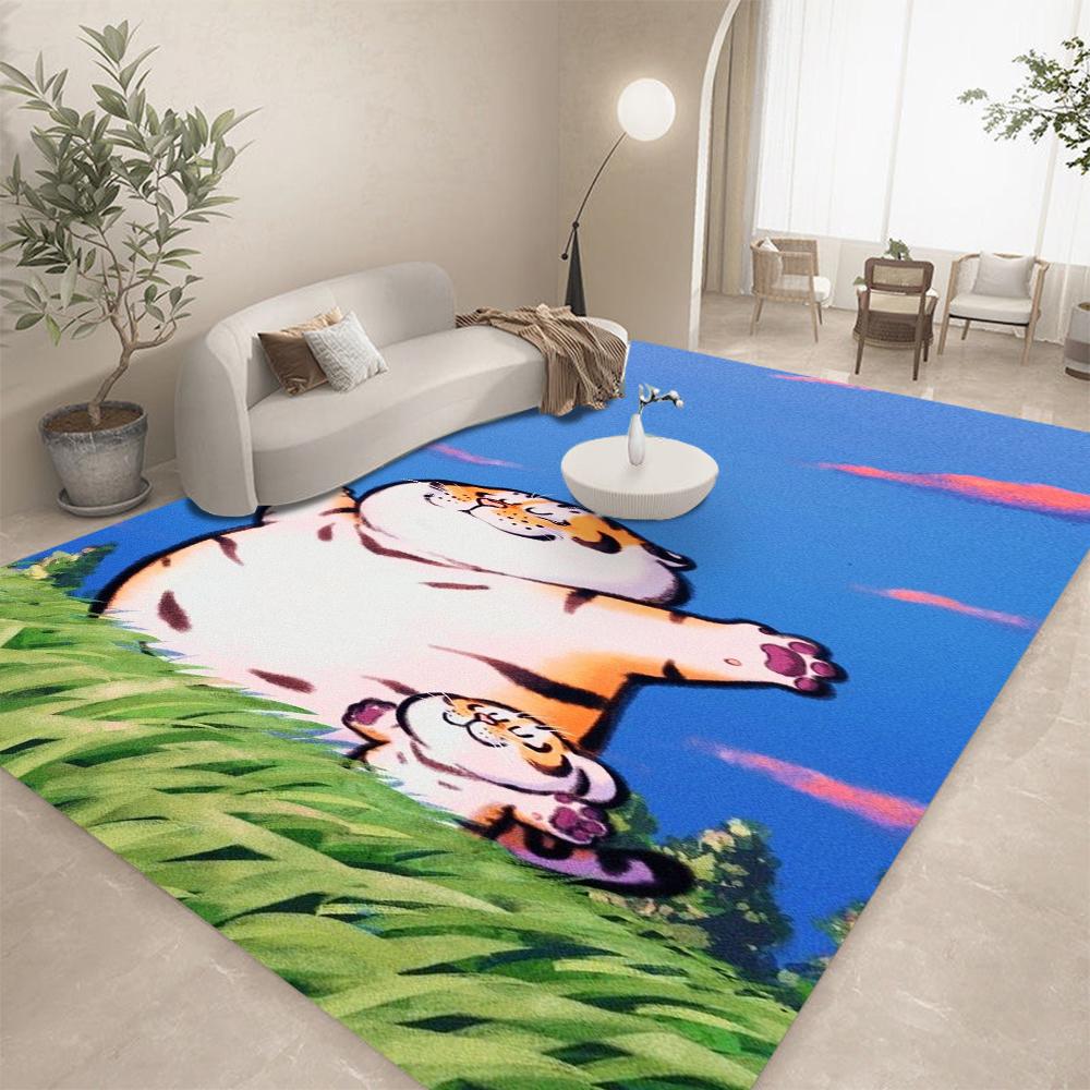 Cute Fat Tiger Cartoon Bedroom Carpet Living Room Decoration Sofa Carpet Children's Game Mat Bedhead Carpet Desk Corridor Mat