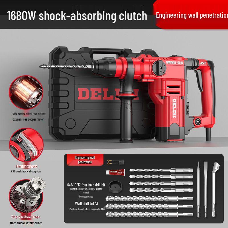 Delixi Multi-Function Electric Hammer & Drill - Industrial-Grade, Dual-Purpose, Lithium-Powered