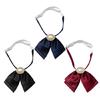 Pre Tied Bows Tie Adjustable with Elastic Band Pearls Beaded Bowknot Necktie for JK Uniforms and Fashion Forward Women