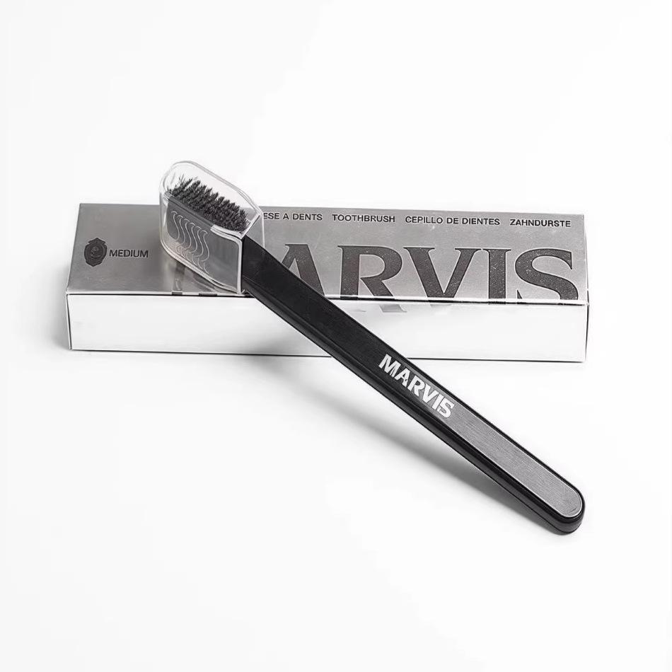 Italy Mars Black & White Medium-Hard Bristle Nano Nylon Toothbrush