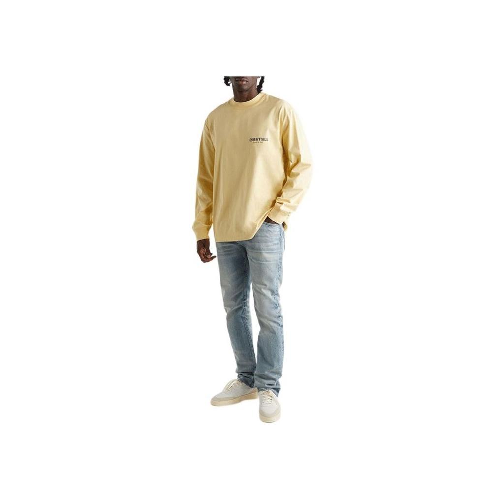 Fear of God Essentials Appliquéd Logo-Print Cotton-Jersey Long Sleeve T-Shirt SS22 Unisex Tops Cream Garden-Glove FOG-SS22-004