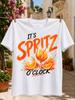 Is Spritz Clock Graphic Bright Orange Cocktail Glasscitrus Slices And Energetic Paint Splash Art Unisex All TShirt