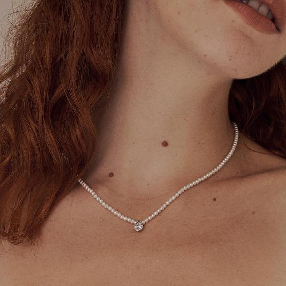 [Ost] [Puremond] Pearl Drop Necklace Otn222806Dww