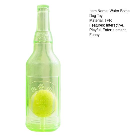 Water Bottle Dog Toy Squeaky TPR Bottle Dog Chew Toy with Tennis Ball Inside Interactive Fetch Toy for Small Medium Large Dogs