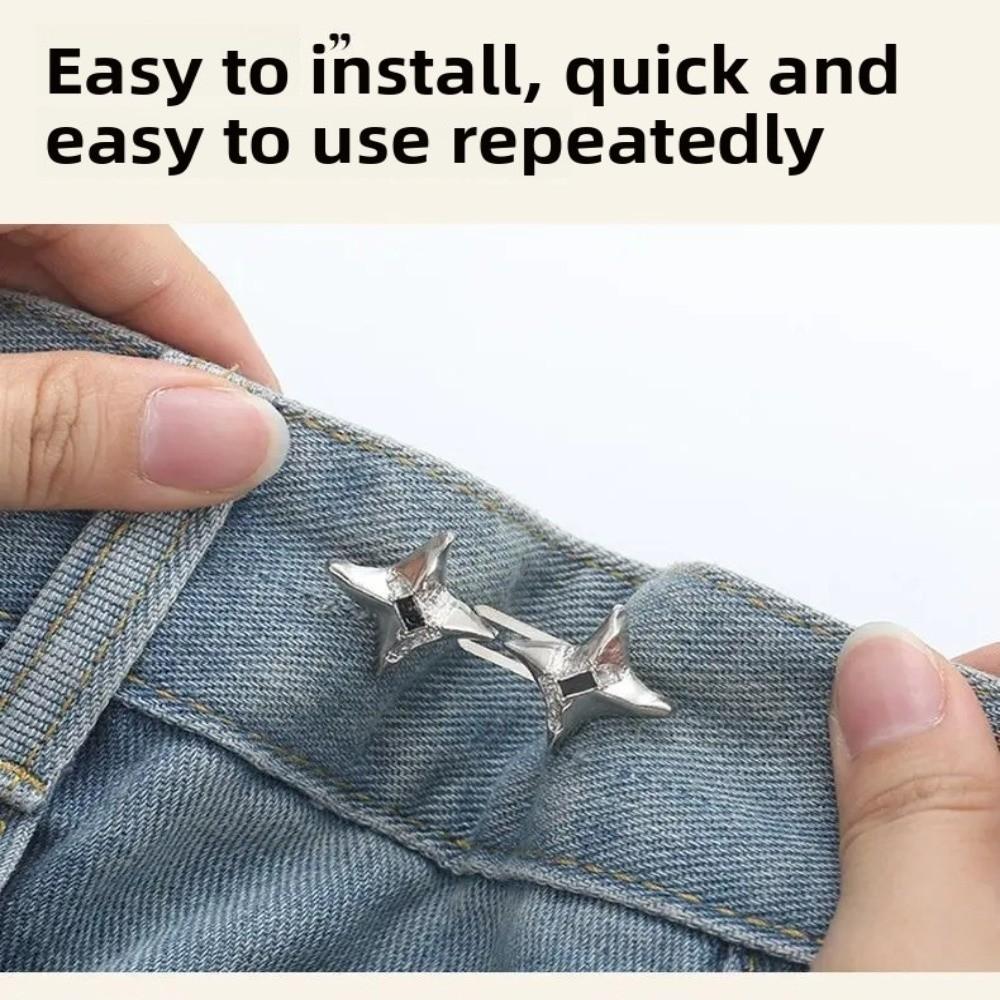 Four Pointed Star Jeans Buttons Adjustable Pants Pins Fashionable Belt Buckles  Scarf Fastening