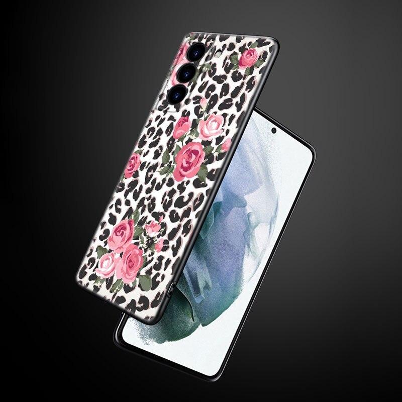 Custodia per telefono con stampa Leopard Love per Samsung Galaxy S22 Pro S21 S20 Ultra FE S10 Lite 5G S10E S9 S8 Plus Cover nera in TPU morbido