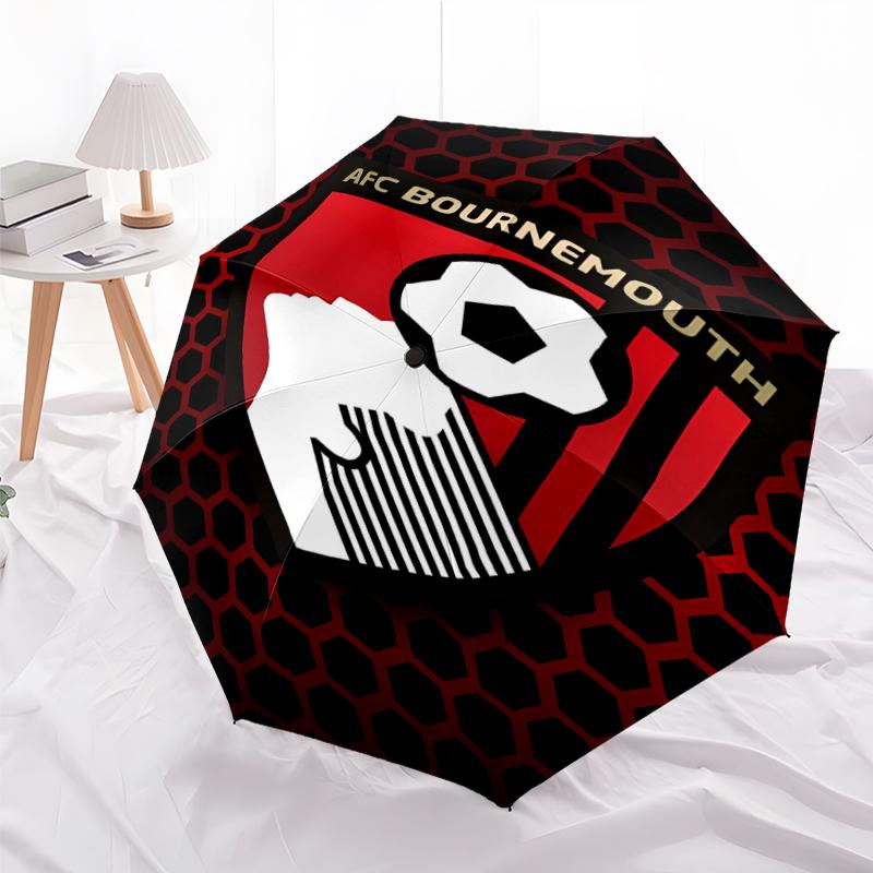 Bedruckter Fußballclub-Logo Bedruckter Faltschirm, Outdoor-, Freizeit-, und Regenschirm für Reisen, Strapazierfähiges Schirmgewebe, Geburtstags- und Feiertagsgeschenk