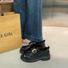 [Ushilai] French Retro Loafers Women's 2025 Spring New Soft-soled Casual Versatile Black Small Leather Shoes