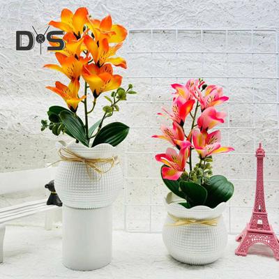 Künstliche Magnolienblüte im Topf, 7 Köpfe, für Zuhause, Büro, Wohnzimmer, Tischdekoration, Hochzeit, Kunstblumen, Pflanzen, Bonsai, für drinnen und draußen, Schreibtisch-Dekoration