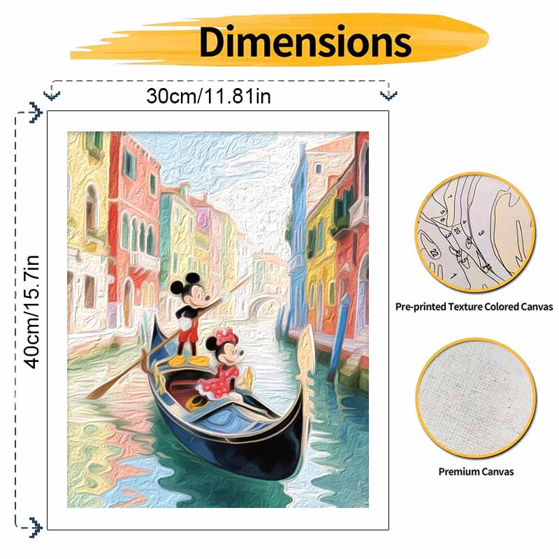 Disney Mickey and Minnie Venice Gondola Paint by Numbers Painting Art Kit Home Decor Gift