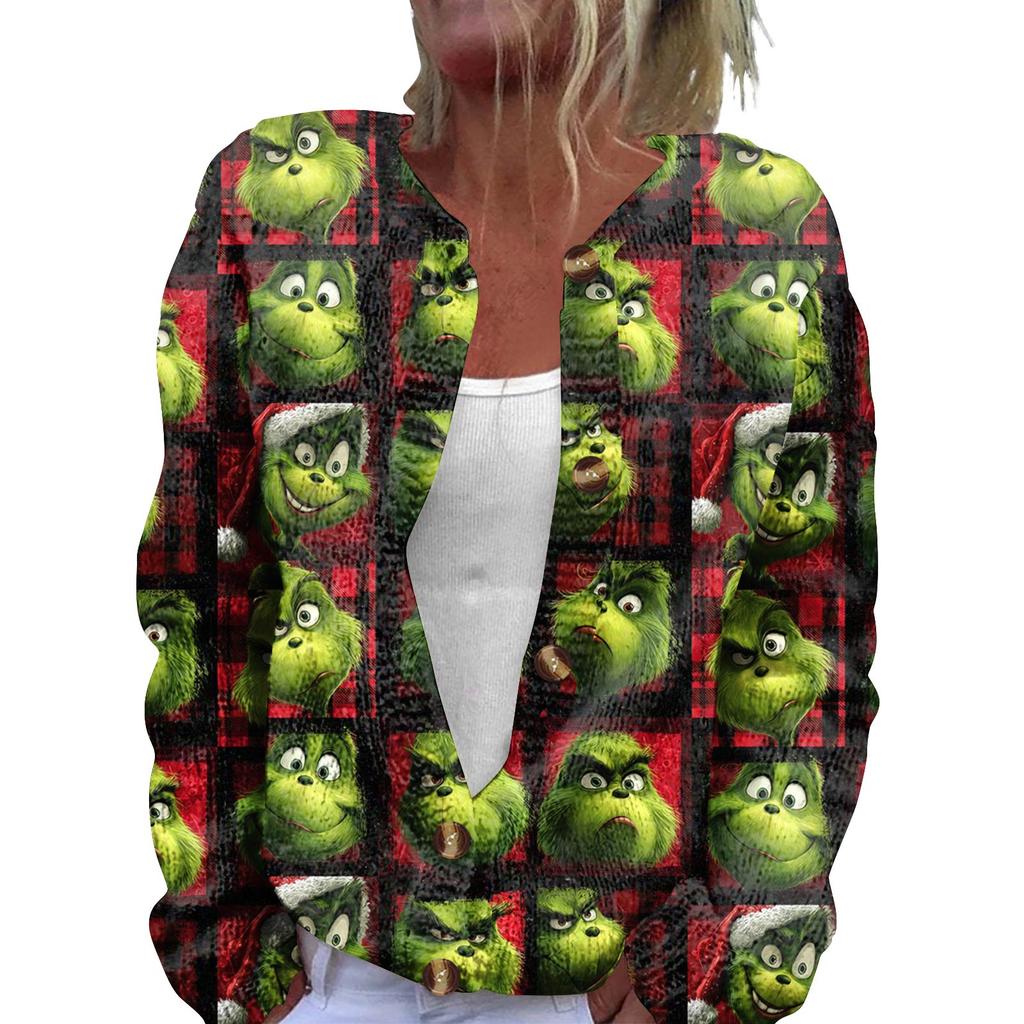 Dámská módní pletená svetrová bunda s dlouhým rukávem a zapínáním na knoflíky