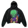 Amerikan Punk Kurukafa 3D Baskılı Kısa Kapüşonlu Sweatshirt Bol Kesim Erkek Kadın Sokak Giyimi