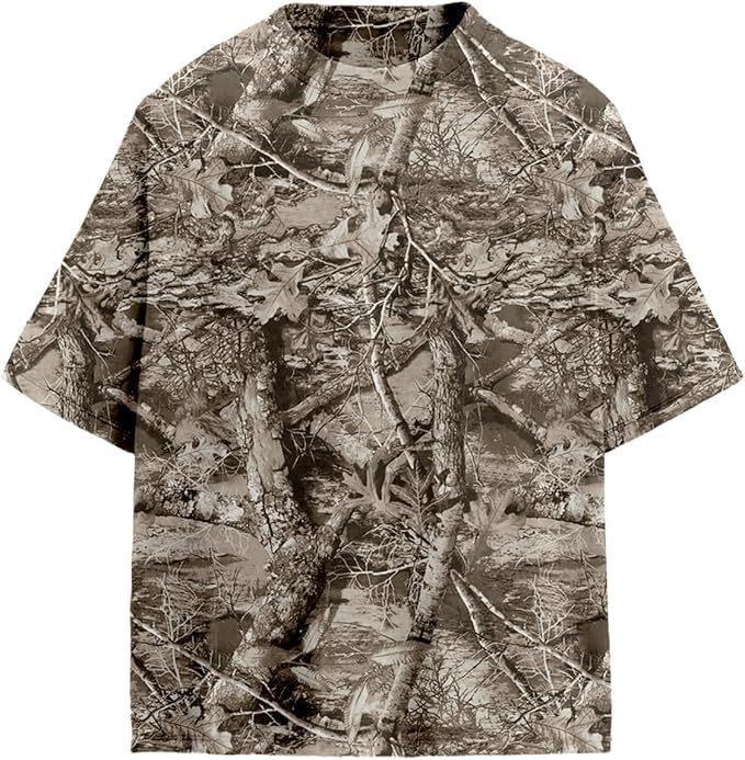 Summer Men's Fashion Trend Slim Fit Casual Branch Camouflage 3D Digital Printing Short-sleeved T-shirt Top