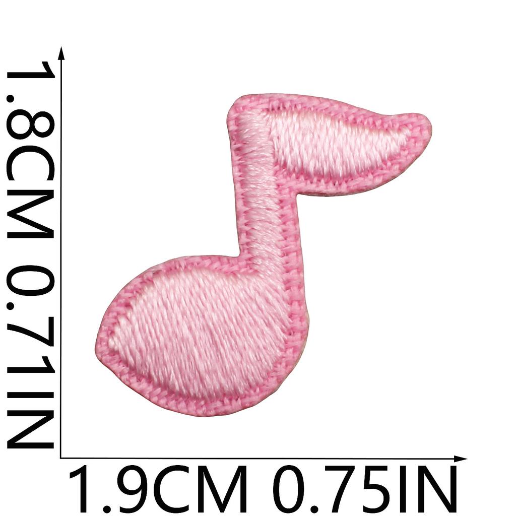 DIY handmade decorative cloth stickers colored digital stickers bag change dress up music note bow computer embroidery label3 pcs MOQ, mix styles