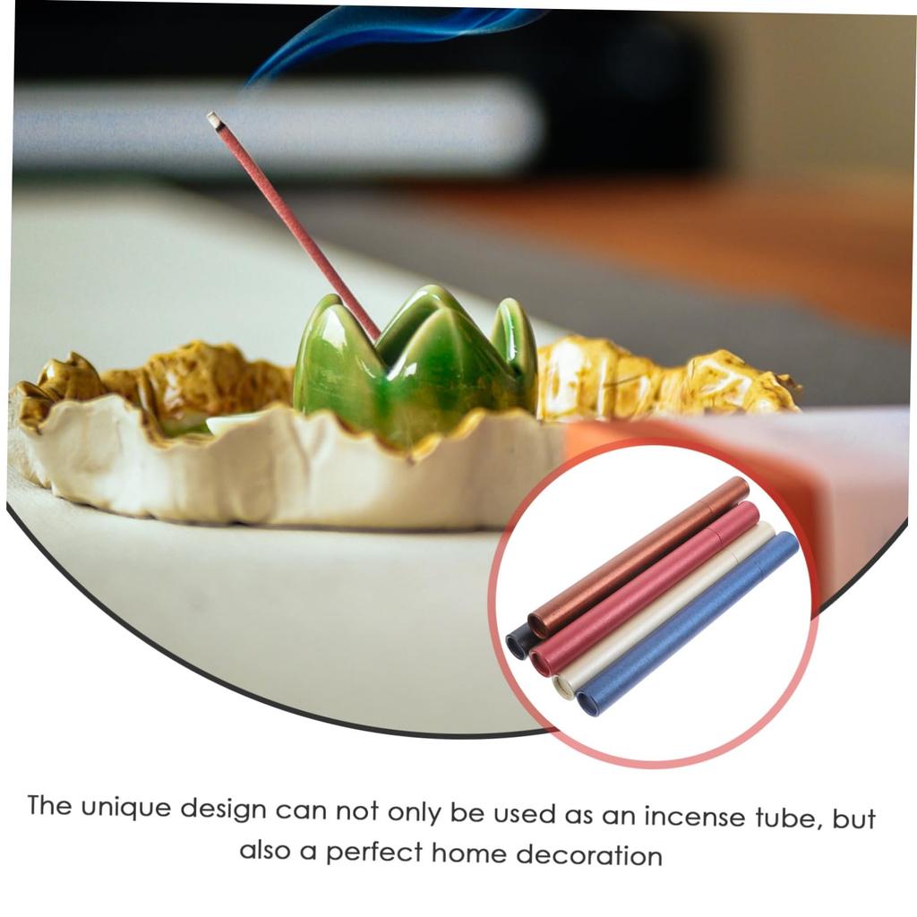 TOPPERFUN Incense Stick Storage Tubes, Set of 6, Paper, 23 x 2.1 cm, Pearl Colors (WhiteGrayGoldOrangeBlueRed), Approximately 120g Total,