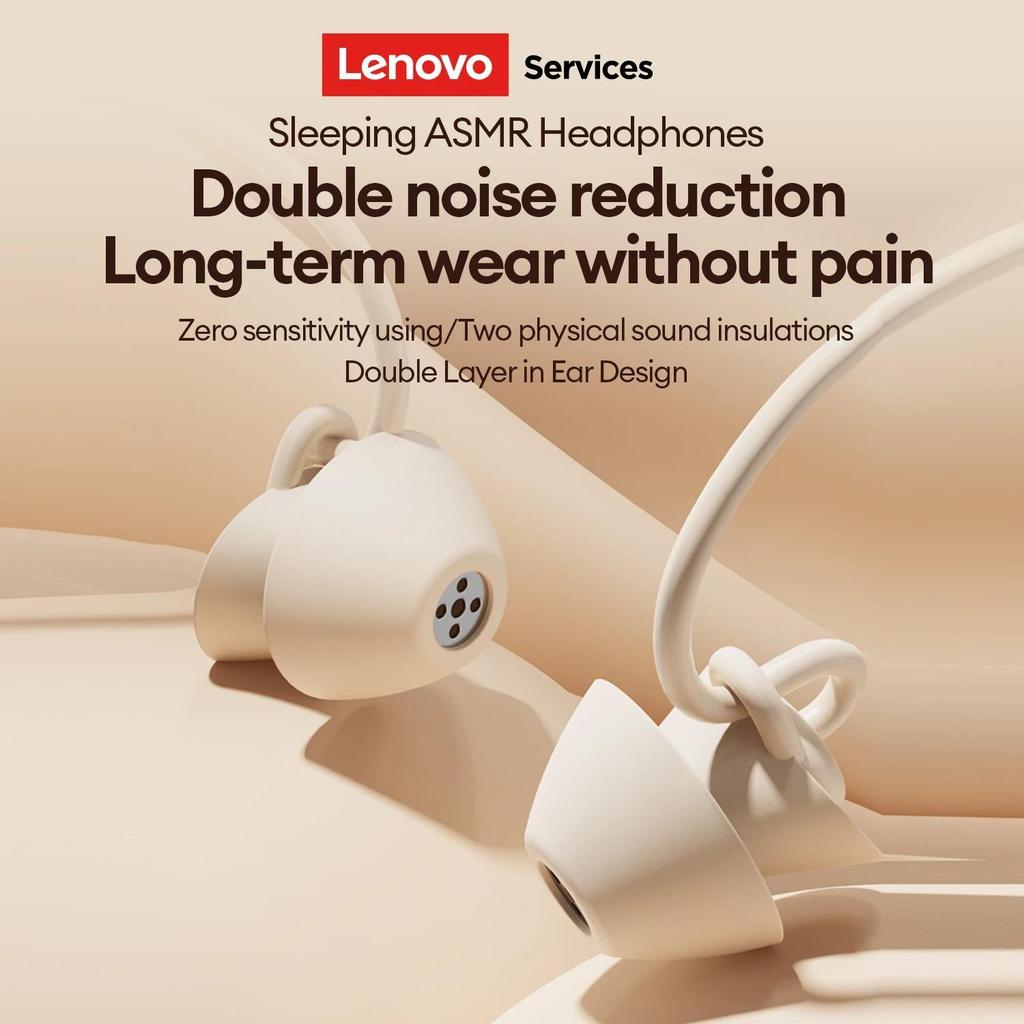 NEW Lenovo Y107 Wired ASMR Sleep Earphones 3.5mm In-Ear Wired Invisible Earphones Soft Silicone Comfort Wearing Earbuds With Mic