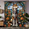 2pcs HD color flowers Lone Wolf decorative curtain Yellow tie digital printed curtain home decoration style decoration living