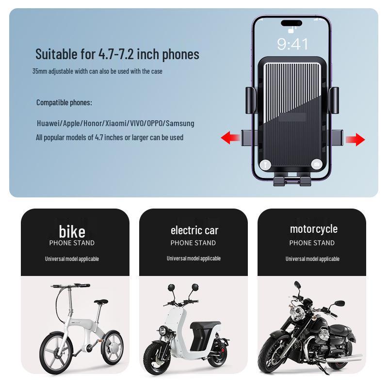 Anti-Slip Quick Release Motorcycle & Scooter Phone Mount for Delivery Navigation